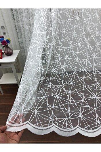 elision home Спортивний візерунок мереживна тюлева штора, 100x260, рідкі складки, 1/2