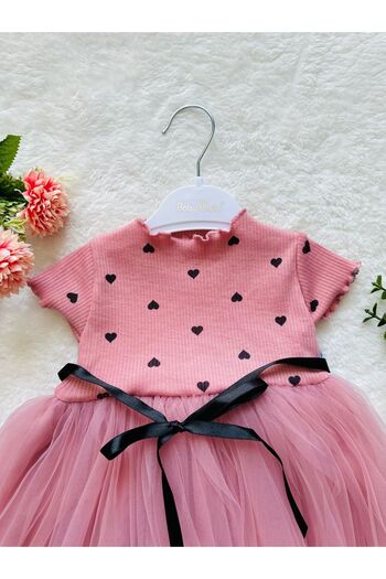 Baby Buu Kalp puantiyeli tütü etekli kız bebek bayramlık doğum günü düğün elbisesi