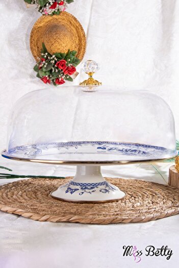 Miss Betty Enameled 30 Cm Standing Cake Jar Blue Life
