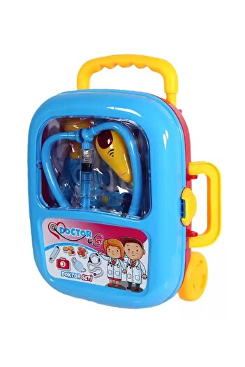 Sole Çek-çek Valizli Büyük Boy 10 Parça Işıklı-sesli Medikal Doktor Seti 2in1 - Doktor Oyun Seti