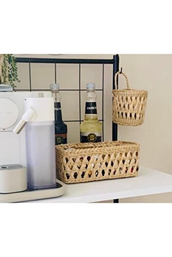 afralya home Home/Decoration Special Design Multi-Purpose 2-Piece Wicker Basket / Organizer Basket Wall Flower Pot Flower Pot