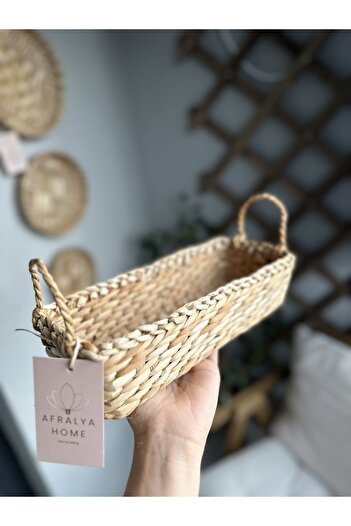afralya home Decorative Wicker Presentation Kitchen Organizer Sauce Bowl Oil Pot Coaster Oil Pot Liquid Soap Coaster 27 cm