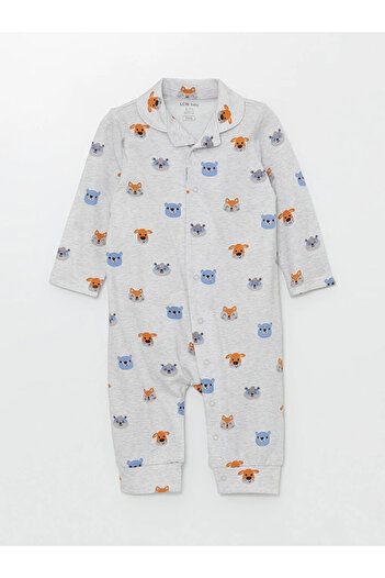 LC Waikiki Baby Collar Long Sleeve Printed Jumpsuit for Baby Boy