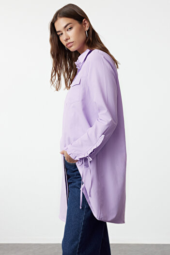 Trendyol Modest Fodor részletes rózsaszín ing - normál szabású TCTSS24TG00070