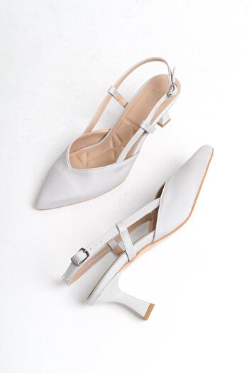 Modabuymus Miniparis Silver Stiletto Open Back Evening Dress Shoes