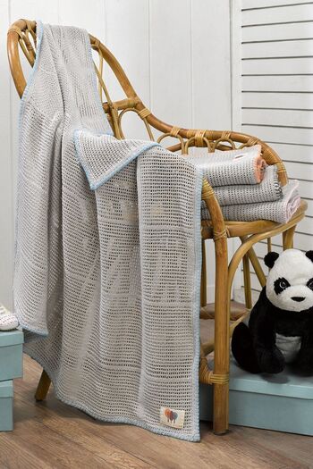 Salvia Dione 4 Seasons 100% Cotton Baby Blanket - 110x90 Grey-Grey Blanket