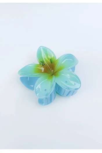 Green Lotus Flower Blue Latch Clasp