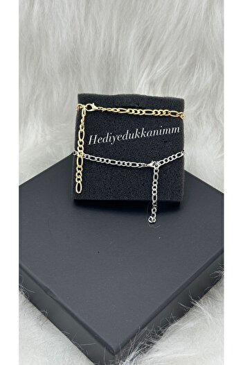 Hediyedukkani Kararmaz Çelikli 2 adet harfli bileklik sevgili , çift , arkadaş , bilekliği,yüzük  Gold , gümüş