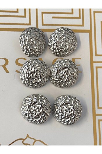 ODDA TASARIM ATÖLYESİ Knitted crossing detailed metal silver coat-blazer jacket button set
