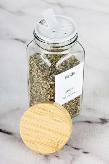 DNS HOME 12-Piece Bamboo Lid Glass Spice Holder Set with Label Glass Square Spice Holder