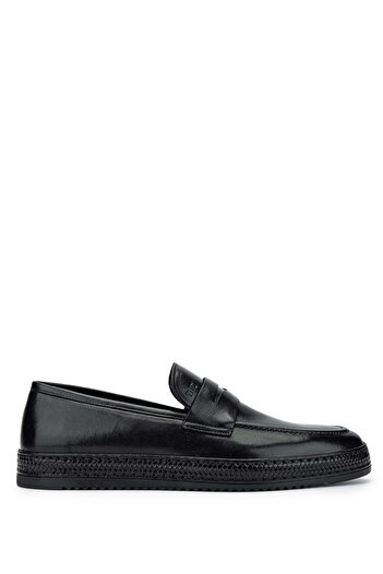 Tamer Tanca Genuine Leather Black Men's Loafer Shoes
