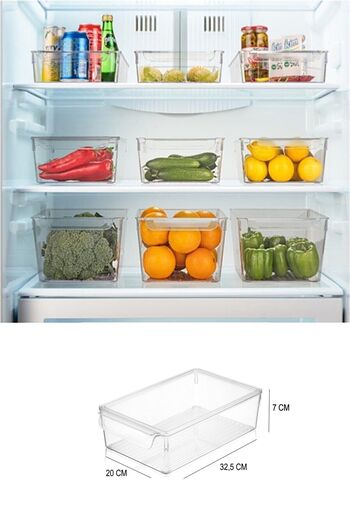 Calke Refrigerator Organizer Transparent Vegetable Fruit Storage Container with Lid 1 Piece Small Size