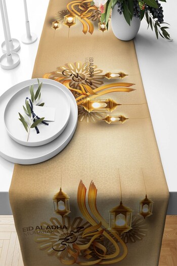 on the clouds Ramadan Themed Edi Al Adha Stain Resistant Fabric - Living Room Kitchen Table Runner