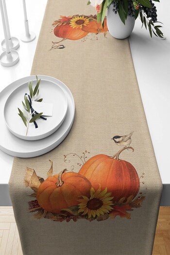 on the clouds Stain Resistant Fabric - Pumpkin Patterned Living Room Kitchen Table Runner