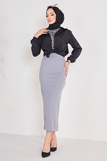 TOFİSA 23054-GRI Pencil Skirt