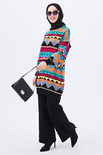 TOFİSA Black Knitwear Tunic and Trousers Set - Plain Medium Women - 21834