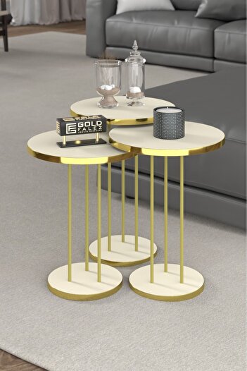 GOLDFALEZ Zigon Sehpa Terra Gold Krem