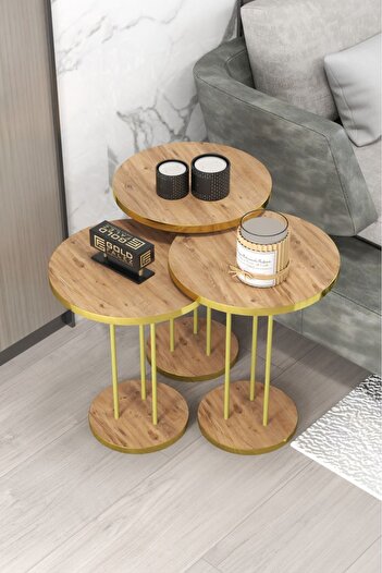GOLDFALEZ Zigon Sehpa Terra Gold Ceviz