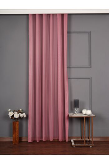 elision home Pink Color Gray Tulle Background Curtain Extraphore Drawstring (Lace-up)