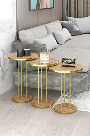 GOLDFALEZ Zigon Sehpa Terra Gold Ceviz