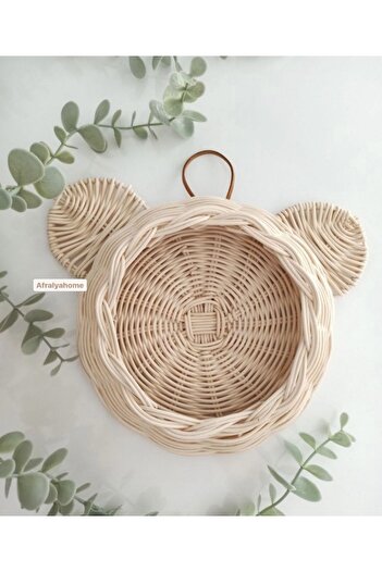 afralya home Bebek/Çocuk Odası Rattan Bambu Hasır Kulaklı Duvar Dekoru Rattan Duvar Süsü 20 CM