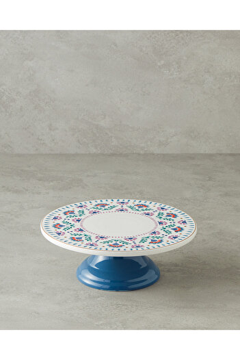 English Home Carnival Time Dark Blue Bone China Cake Stand