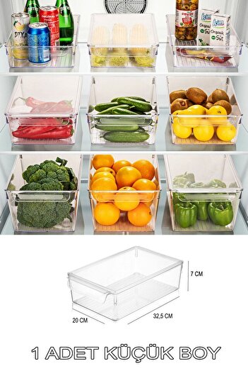 Calke Refrigerator Organizer Transparent Vegetable Fruit Storage Container with Lid 1 Piece Small Size