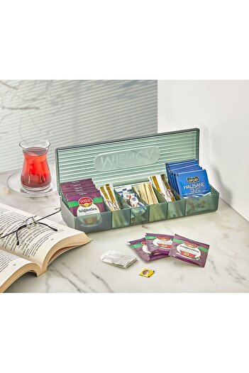Bayev 4 Pieces Ring - 6 Compartments Herbal Tea Box, Tea Coffee Material Storage Box
