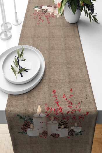 on the clouds New Year's Kokina - Candle Colored Cone Pattern Runner, Non-Stick Fabric for Living Room Kitchen Table