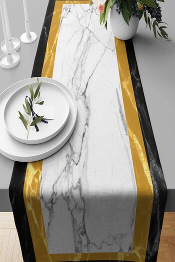 on the clouds Marble Patterned Stain Runner - Non-Repellent Fabric, Living Room Kitchen Table, Different Ranir Models