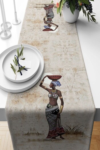 on the clouds Ethnic Black Women's Runner - Stain Resistant Fabric, Living Room Kitchen Table, Changed Ranir Models