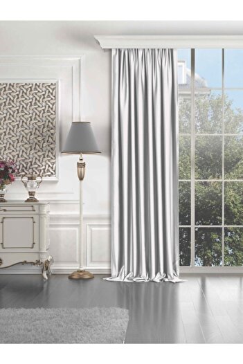 elision home Silver Color Blackout Curtain Light Proof Original 1stQuality Extra-forced Non-Pleated Blackout Background Curtain