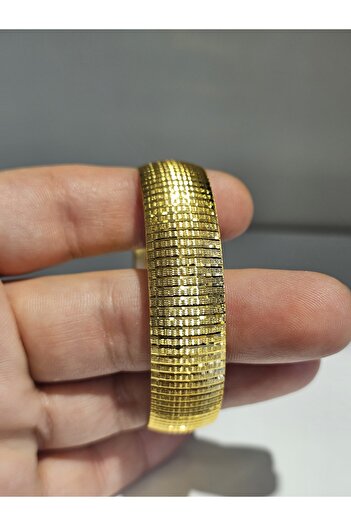 imitasyon dünyası 22Ayar Altın Kaplama CNC Model Bilezik 1.5 Cm Eninde