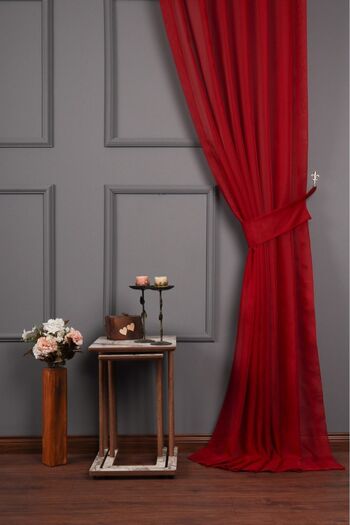 elision home Red Color Tulle Background Curtain 100 X 250cm 1/3 Tight Pleat