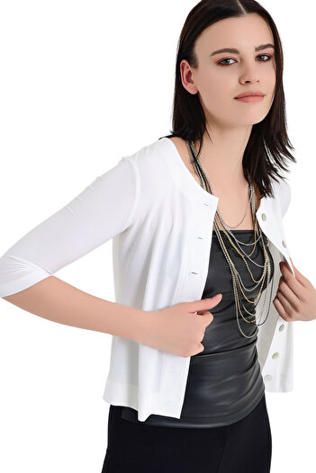 Laranor Women's Ecru Mini Cardigan 19L6596