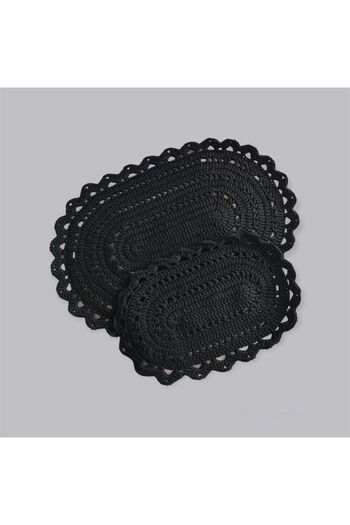 afralya home 2-Piece Washable Bath Mat / 100% Handmade Knitted Bath Mat