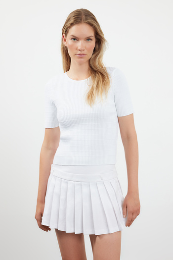 Trendyol Collection Black-Ecru Short Sleeve Knitwear Thin Blouse Double Pack - TWOAW25BZ00102