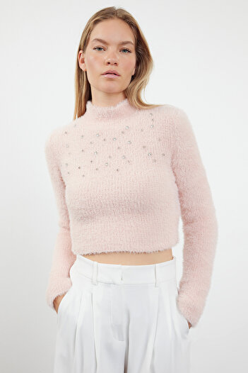 Trendyol Collection Pulover din tricotaje cu mărgele - Textură moale TWOAW25KZ00143