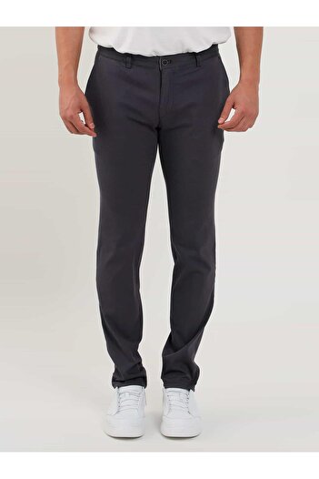 Dufy Men's Slim Fit Dark Gray Chino Casual Trousers - 85284