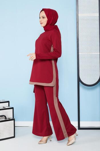 Moda Ebva Claret Red Spanish Leg Hijab Combination - 5021