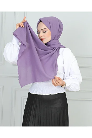 JAWEL ŞAL 1944 Model Crinkle Patterned Lilac Shawl
