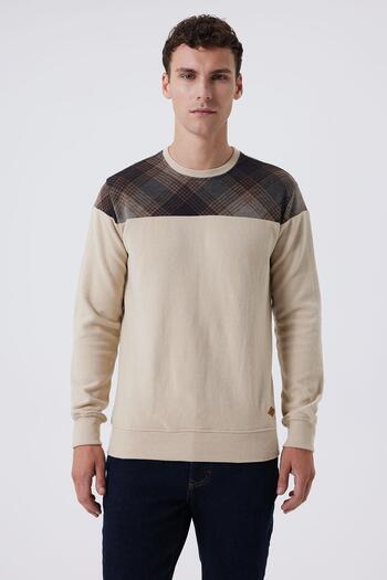 Lee Cooper Ανδρικό φούτερ O Neck Beige 241 LCM 241011 ZAYN ΜΠΕΖ-ΚΑΦΕ