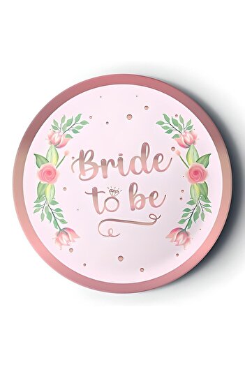 DÜVENCİ TİCARET 8'li Karton Tabak Yaldızlı Rose Bride To Be