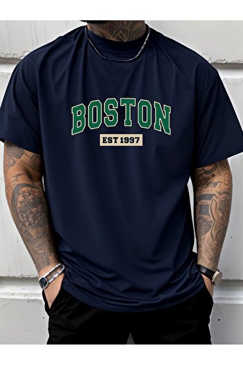 Let's Wear Μπλουζάκι Unisex Boston Printed Crew Neck Premium