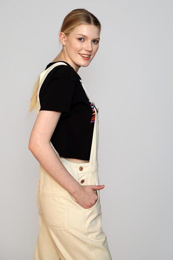 Lee Cooper Women's Woven Salopet - Fresh Style with Ecru Motif