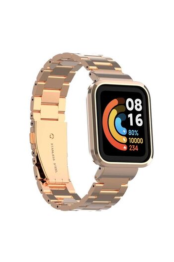 Fibaks Xiaomi Mi Watch Lite Compatible Case Protected Stainless Steel Clip Watch Band Strap Wristband