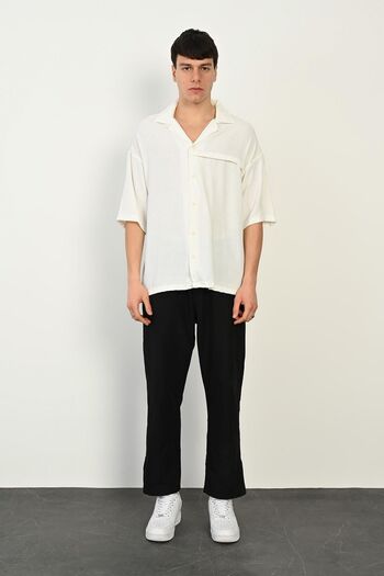 Rocqerx R-3960 Model Short Sleeve Shirt with Apache Collar and Front Placket Detail