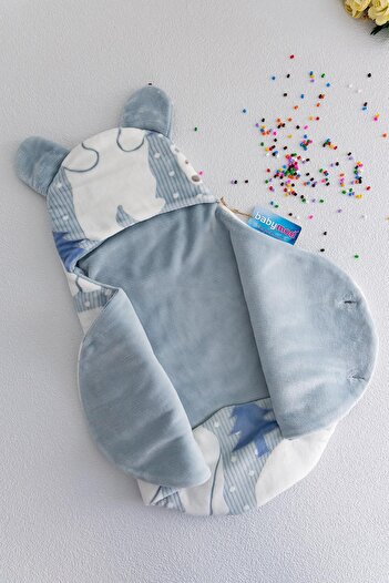 Babymod Baby Boy Swaddle with Teddy Bear Figure