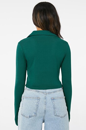 Ardene Johnny Collar Long Sleeve Cropped Top