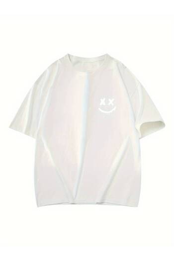 MOONBULL Smiling Face Printed Unisex Oversize T-shirt